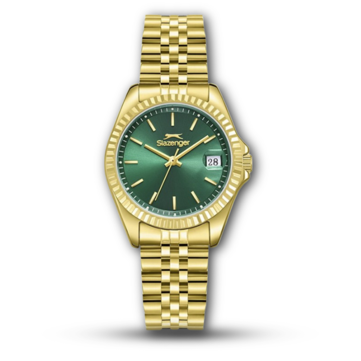 Slazenger SL.09.2472.3.04 Women's Gold Watch Green Sunburst Dial with Date
