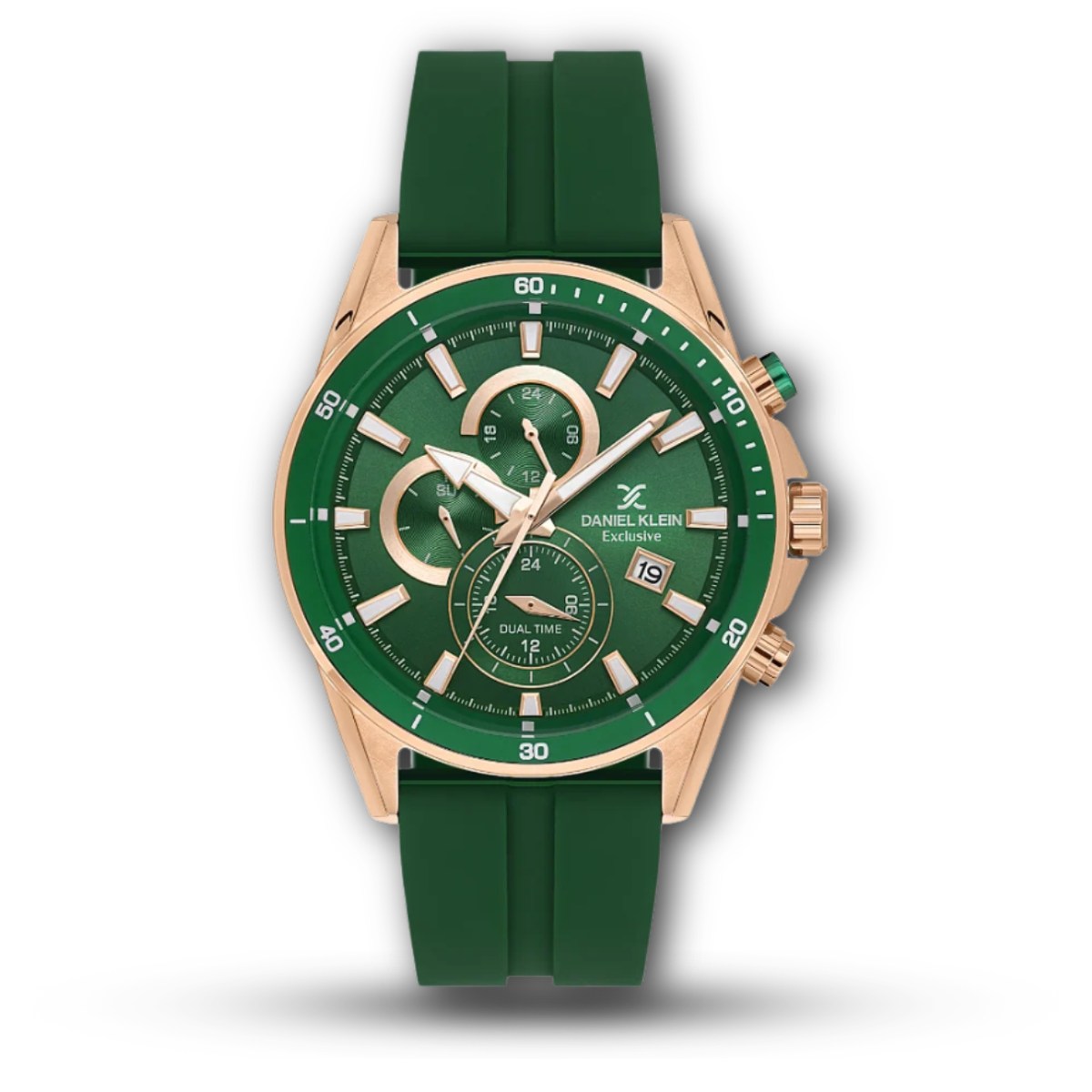 Daniel Klein DK14246 Dual Time Chronograph Style Silicone Strap Men’s Watch