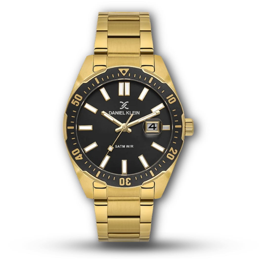 Daniel Klein DK.1.14195-5 Black Dial Gold Stainless Steel Men’s Watch