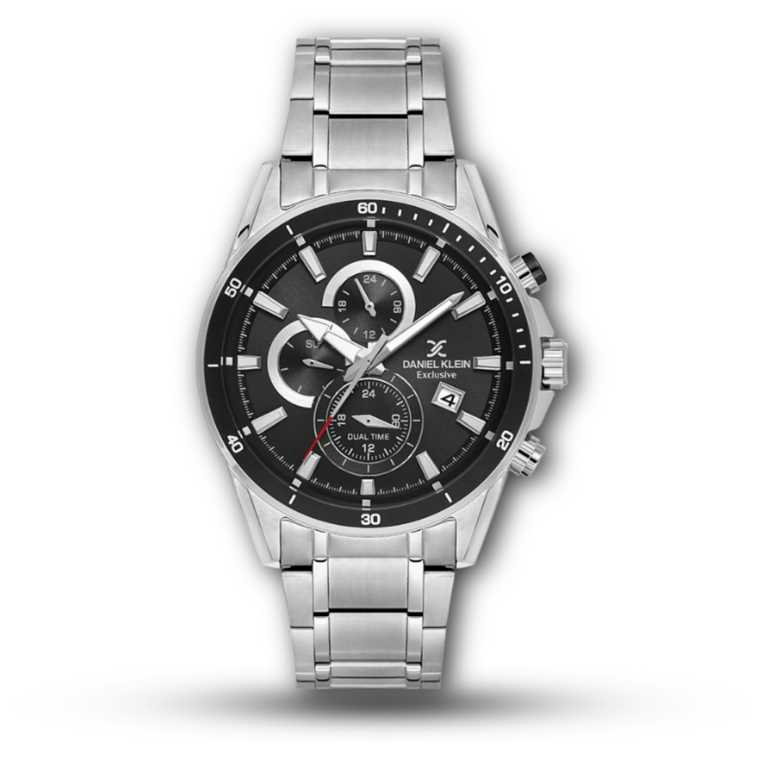 Daniel Klein DK.1.14247 Black Dial Dual Time Stainless Steel Men’s Watch