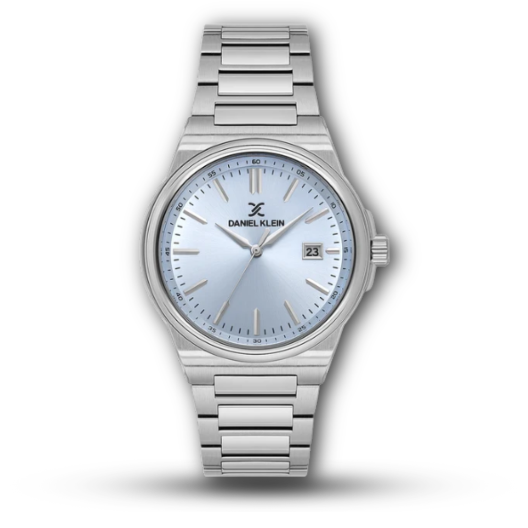 Daniel Klein DK.1.14194 Sunray Dial Stainless Steel Men’s Watch, Cool Tones 2 Colorways (Ice Blue Dial and Blue Dial)