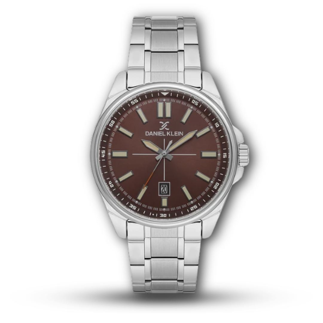 Daniel Klein DK.6.14202 Date Stainless Steel Men’s Watch, Green and Brown 2 Colorways (Green Dial and Brown Dial)