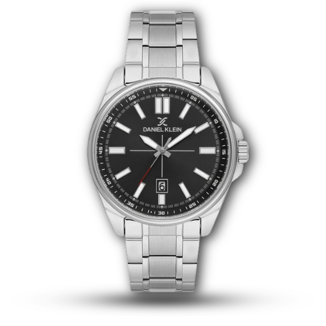 Daniel Klein DK.6.14202 Date Stainless Steel Men’s Watch, Black and Blue 2 Colorways (Black Dial and Blue Dial)
