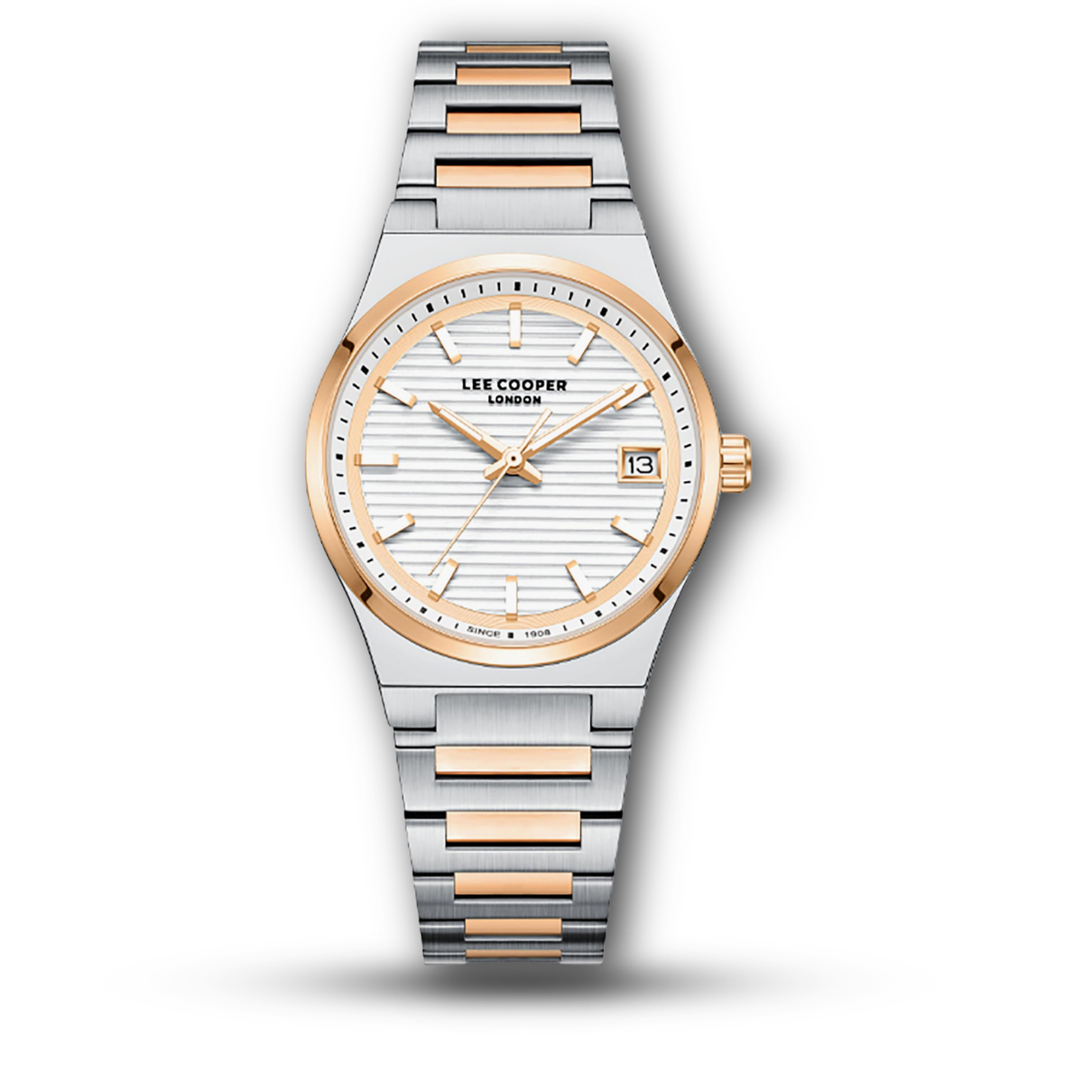 Lee Cooper LC08289-530 Women's Two-Tone Watch Textured White Dial with Date