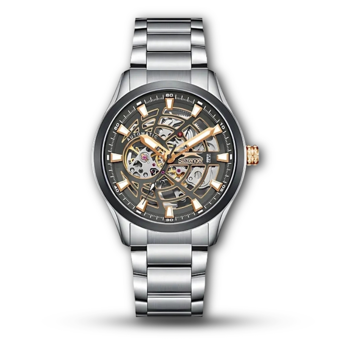 Slazenger SL.9.2411.1.04 Men's Automatic Skeleton Watch – Black Dial with Visible Movement