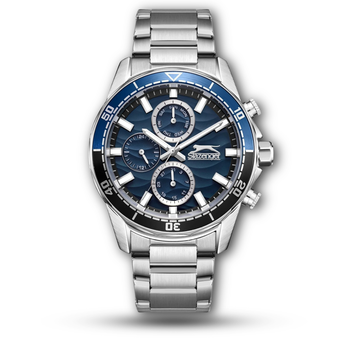 Slazenger SL.9.2396.2.01 Men's Diver-Style Watch Blue Wave Dial with Rotating Bezel