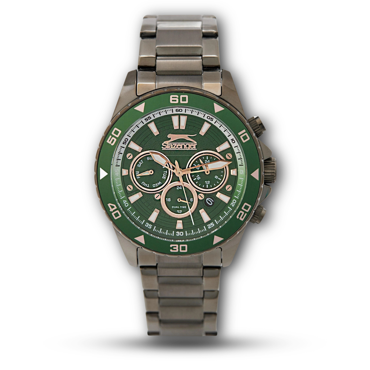 Slazenger SL.09.2091.2.03 Men's Diver-Style Watch Green Dial with Dual-Time Function