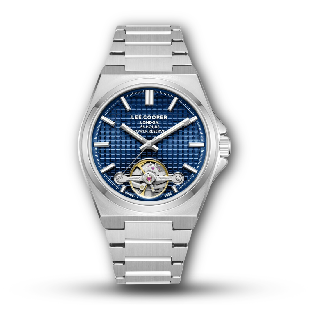 Lee Cooper Stainless Steel Automatic Open-Heart Textured Dial Men's Watch