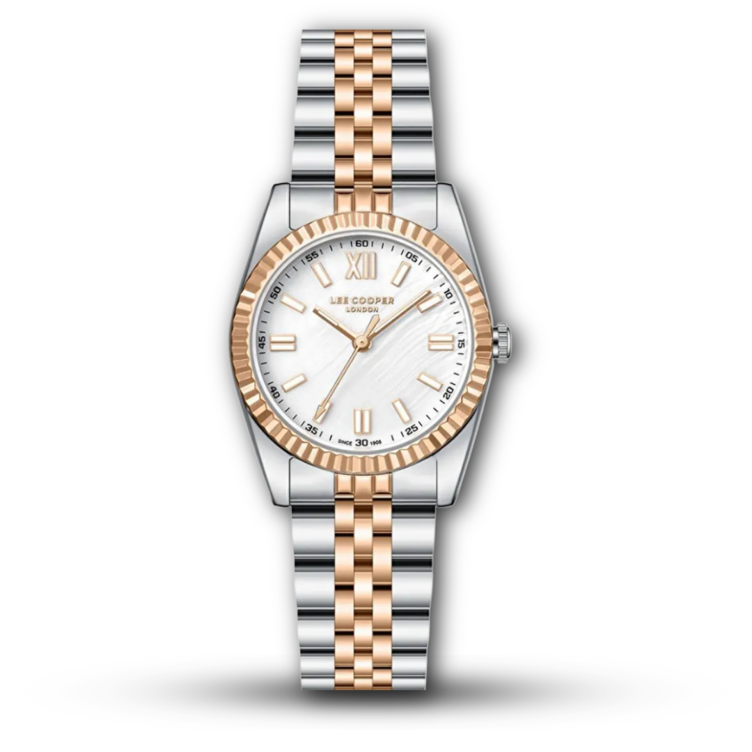 Lee Cooper LC08400.230 Women's Silver Watch  Fluted Bezel Crystal Markers