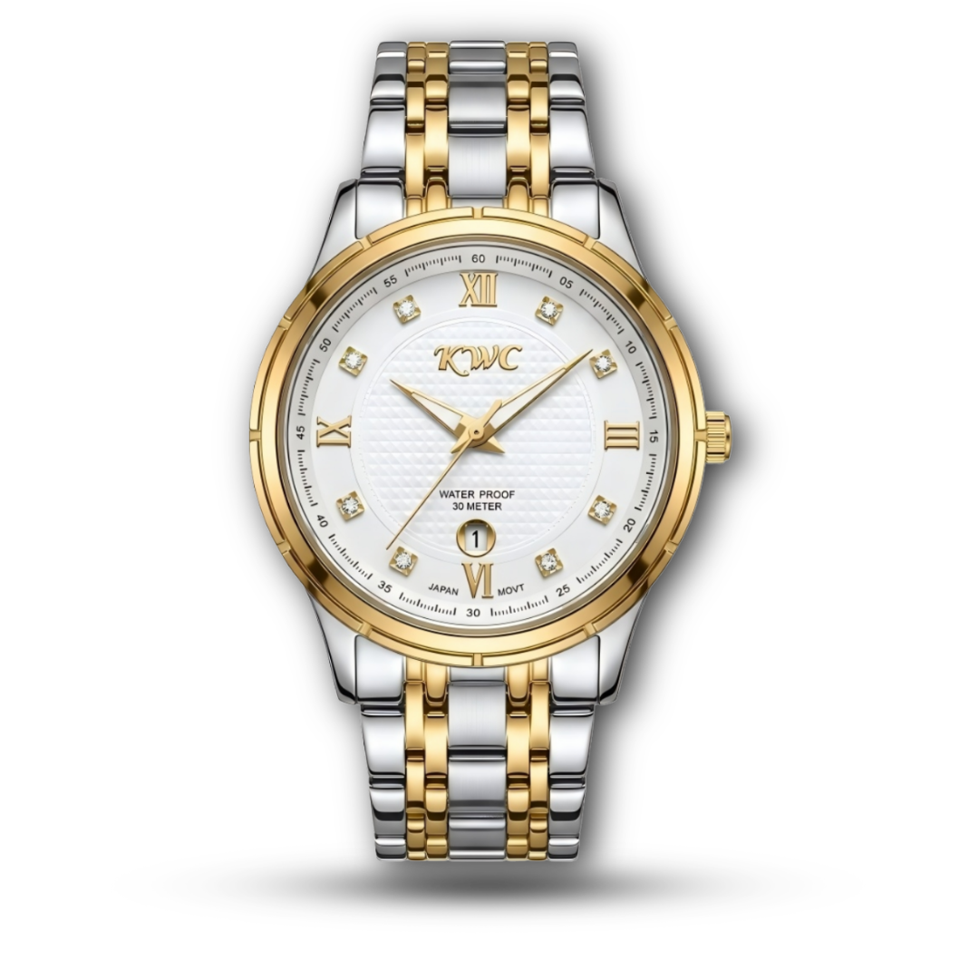 KWC 325 – Two-Tone White Textured Dial Roman Numeral Watch
