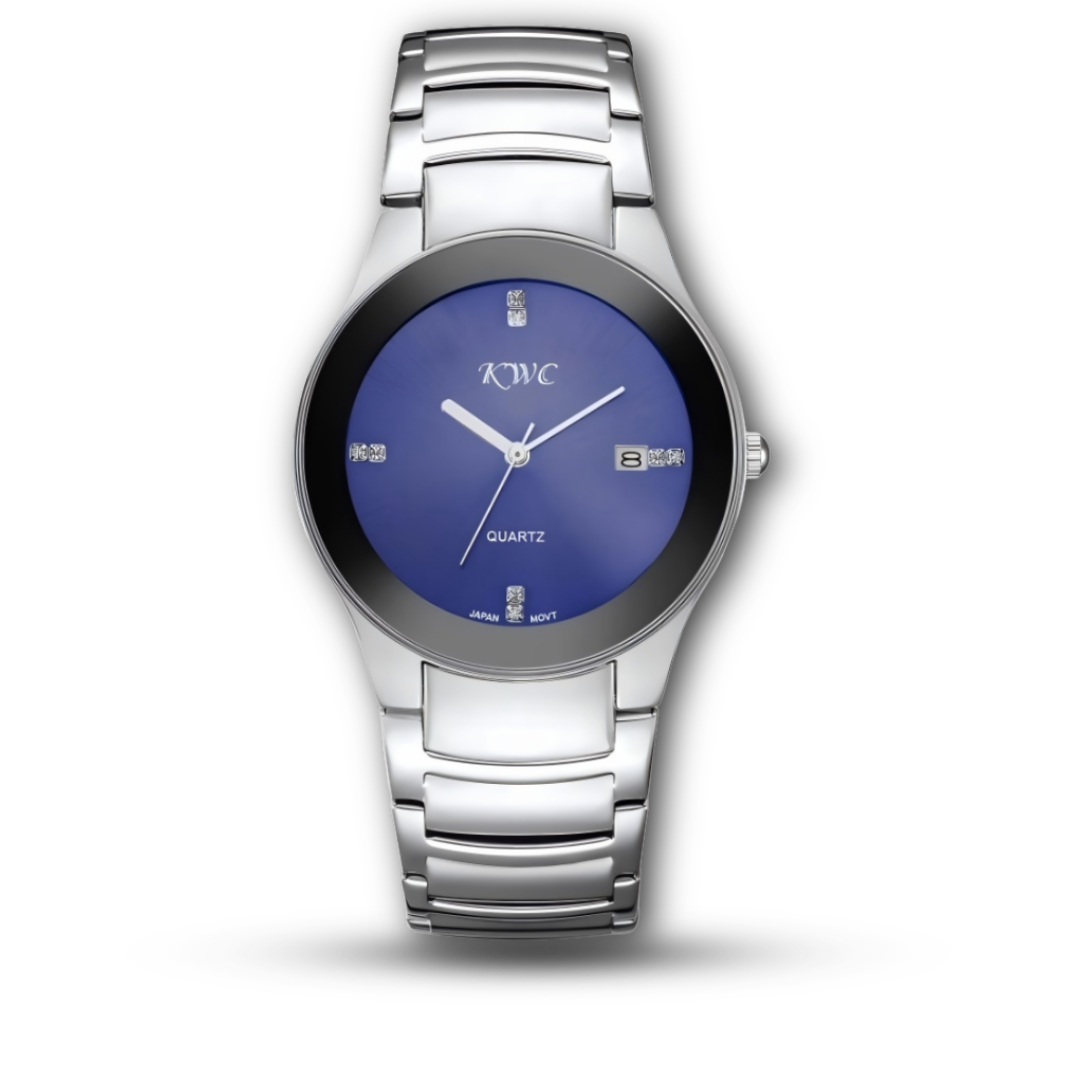 KWC 401 – Blue Dial Crystal Marker Slim Watch