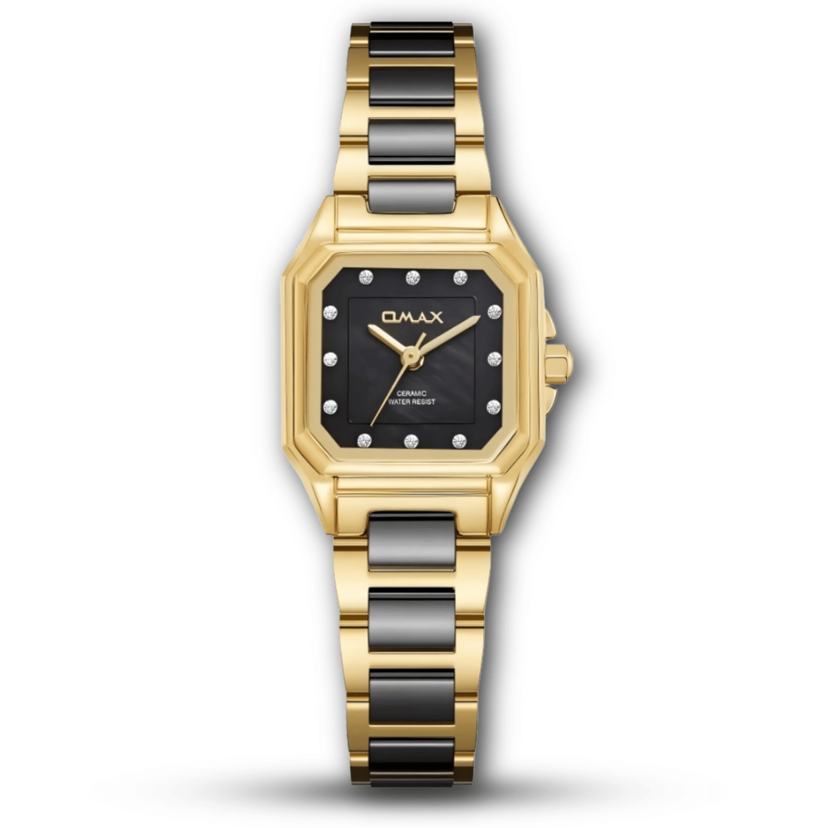 Omax 7015 – Octagonal Ceramic Black Dial Women's Watch