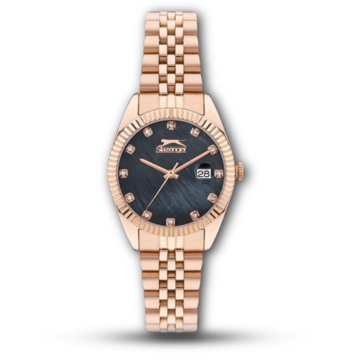 Slazenger SL.09.2240.3.05 Women's Rose Gold Watch Black Mother-of-Pearl Dial
