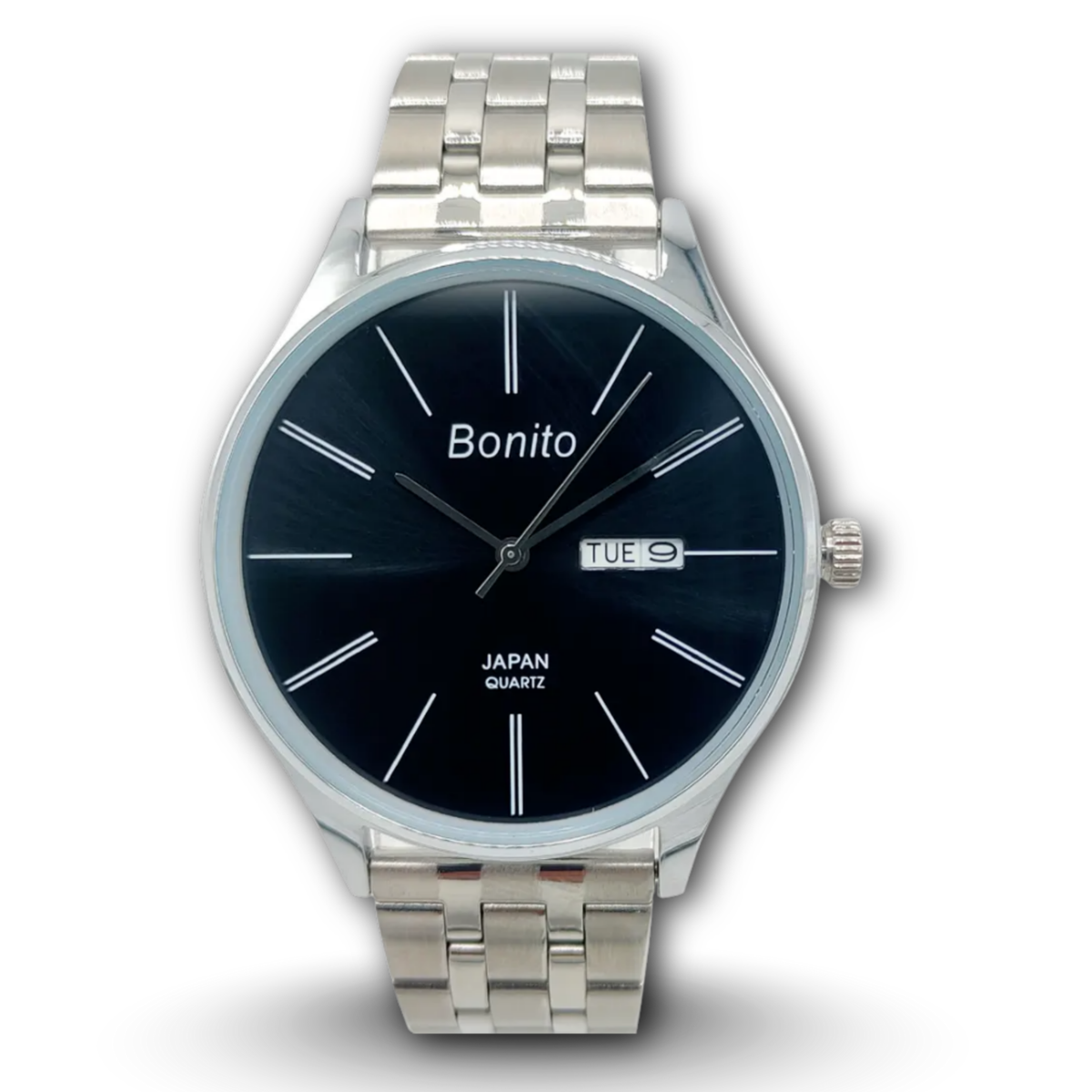 Bonito K-6137 Black Dial Men's Watch – Premium Stainless Steel for Daily Wear