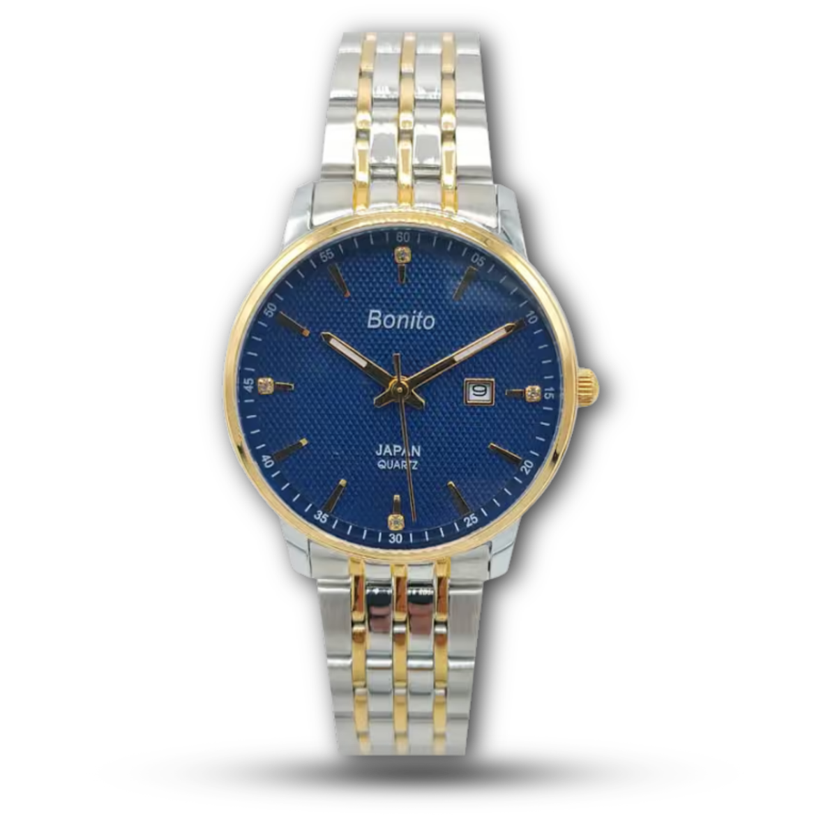 Bonito Q-10274C Two-Tone Blue Dial Quartz Men's Watch