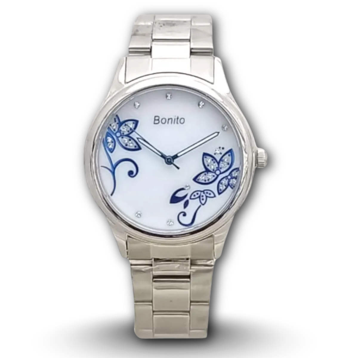 Bonito Q-2503 White Dial Stainless Steel Women's Watch
