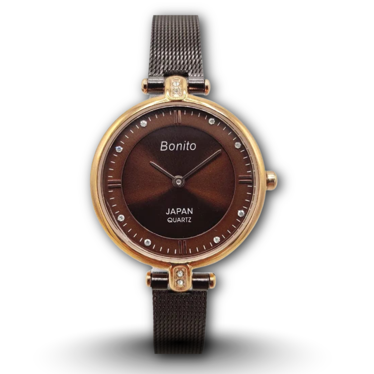 Bonito Q-2507-RG-BRW Rose Gold Brown Dial Women's Watch