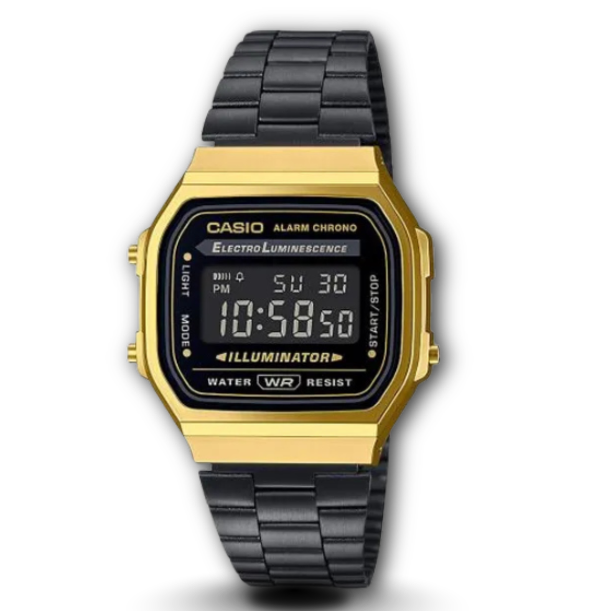 Casio A168WEGB-1B Vintage Digital Black Gold Men's Watch