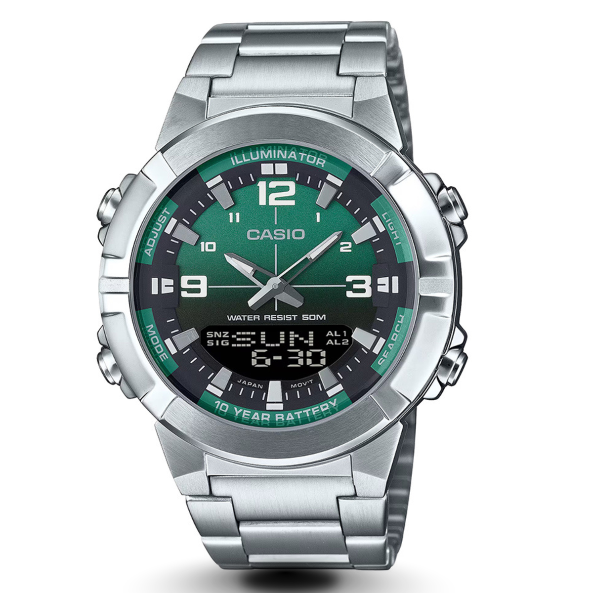 Casio AMW-870DA-3AVDF Analog Digital Metal Band Men's Watch