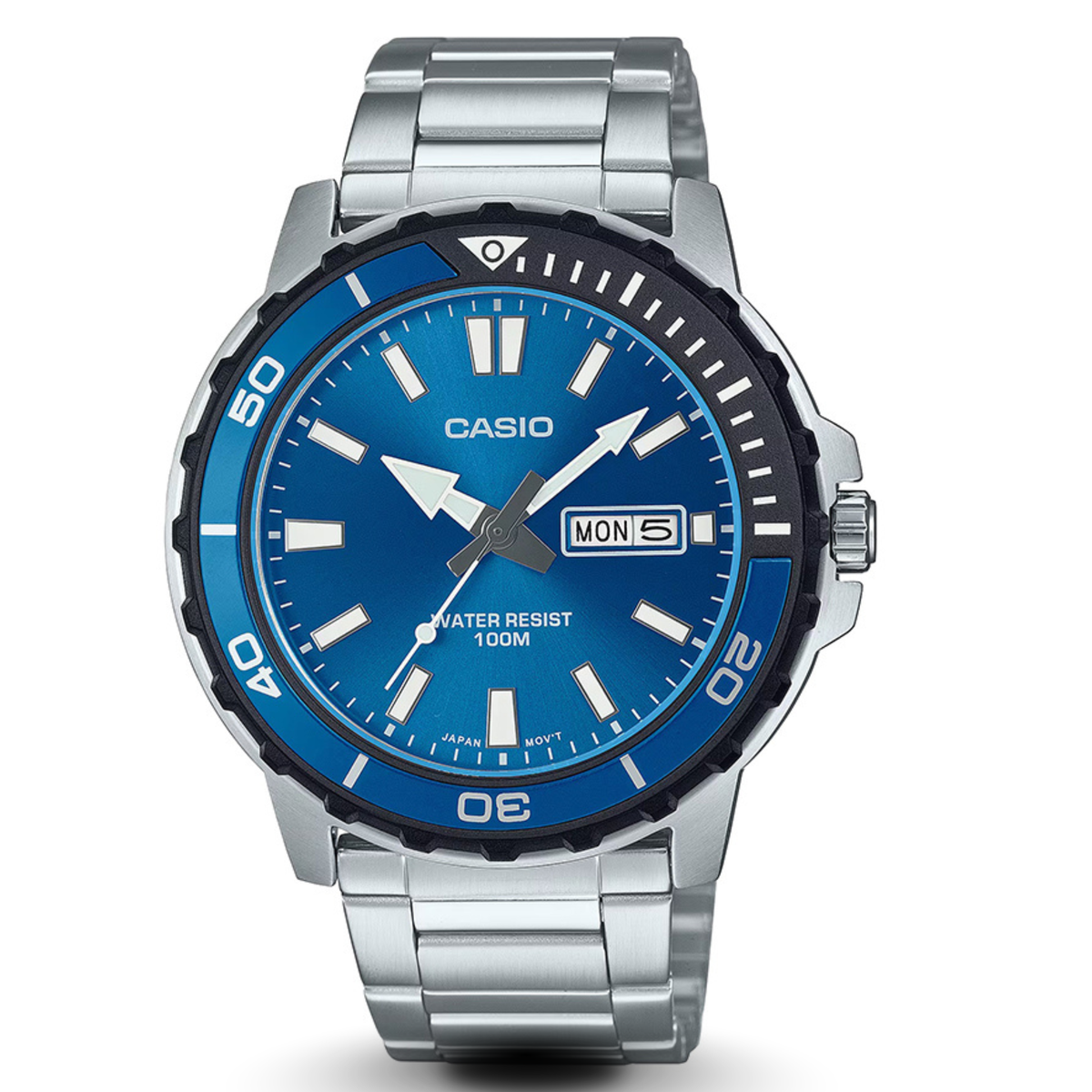 Casio MTD-125D-2A1VDF Blue Dial Metal Band Men's Watch