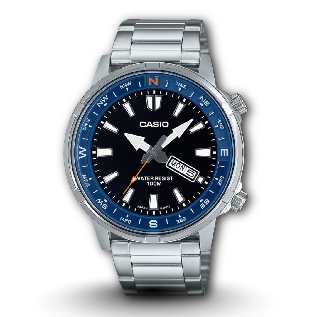 Casio MTD-130D-1A2VDF Black Dial Blue Bezel Men's Watch