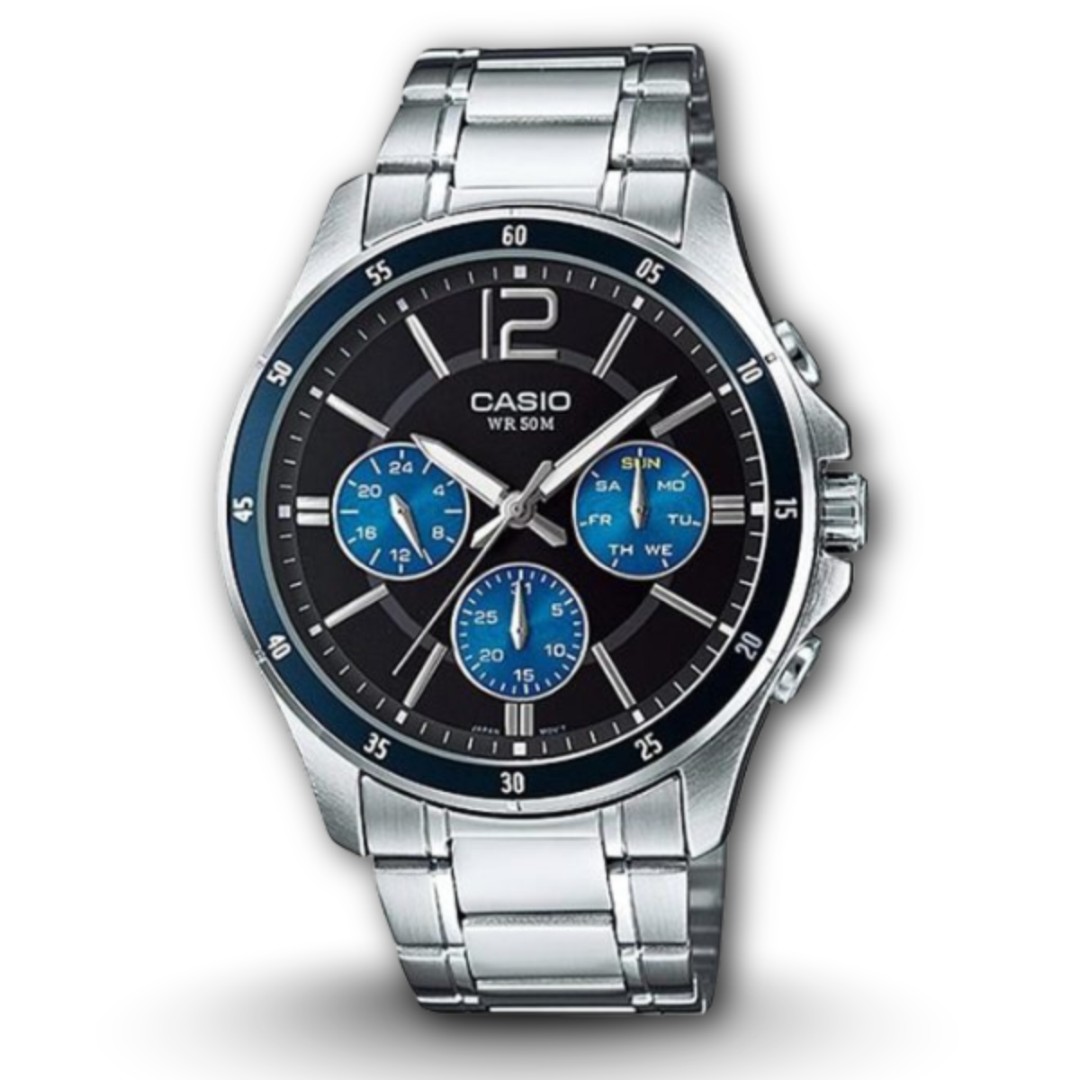 Casio MTP-1374D-2AV Black Dial Blue Subdials Men's Watch
