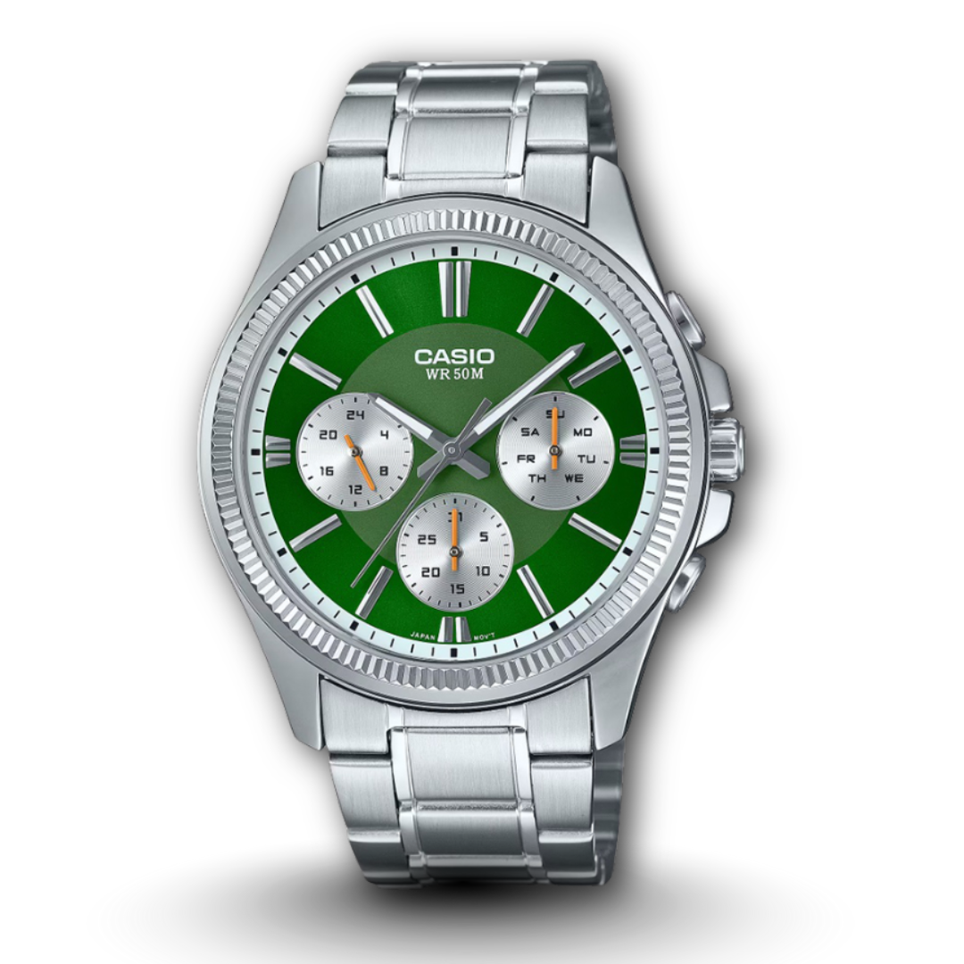 Casio MTP-1375D-3AVDF Green Dial Metal Band Men's Watch
