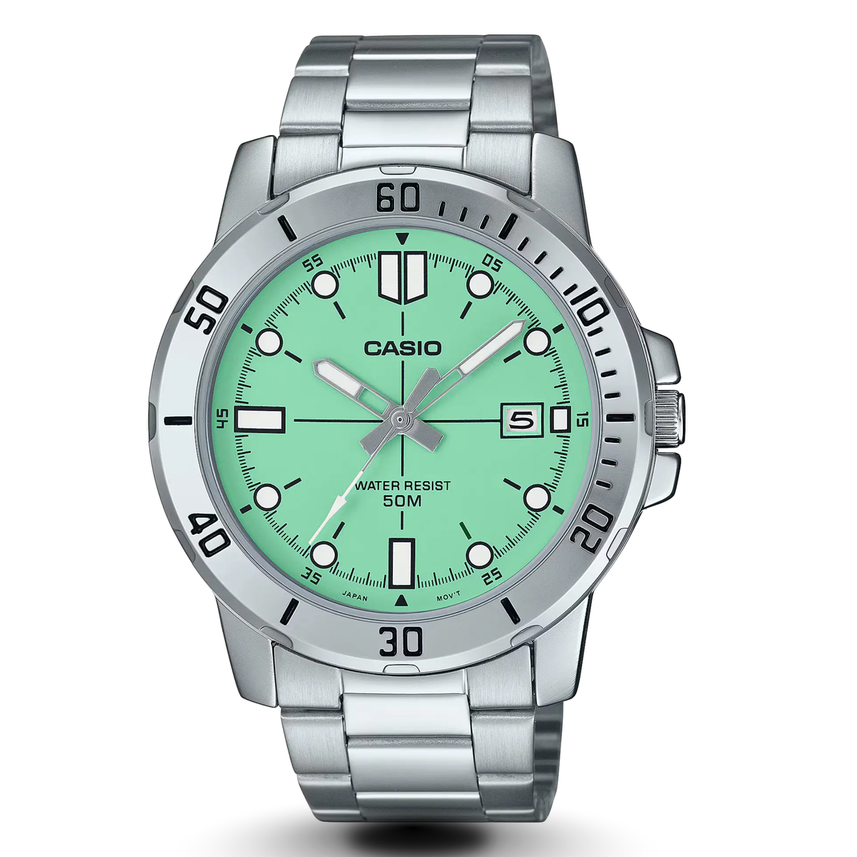 Casio MTP-VD01D-3E1VUDF Mint Green Dial Metal Band Men's Watch