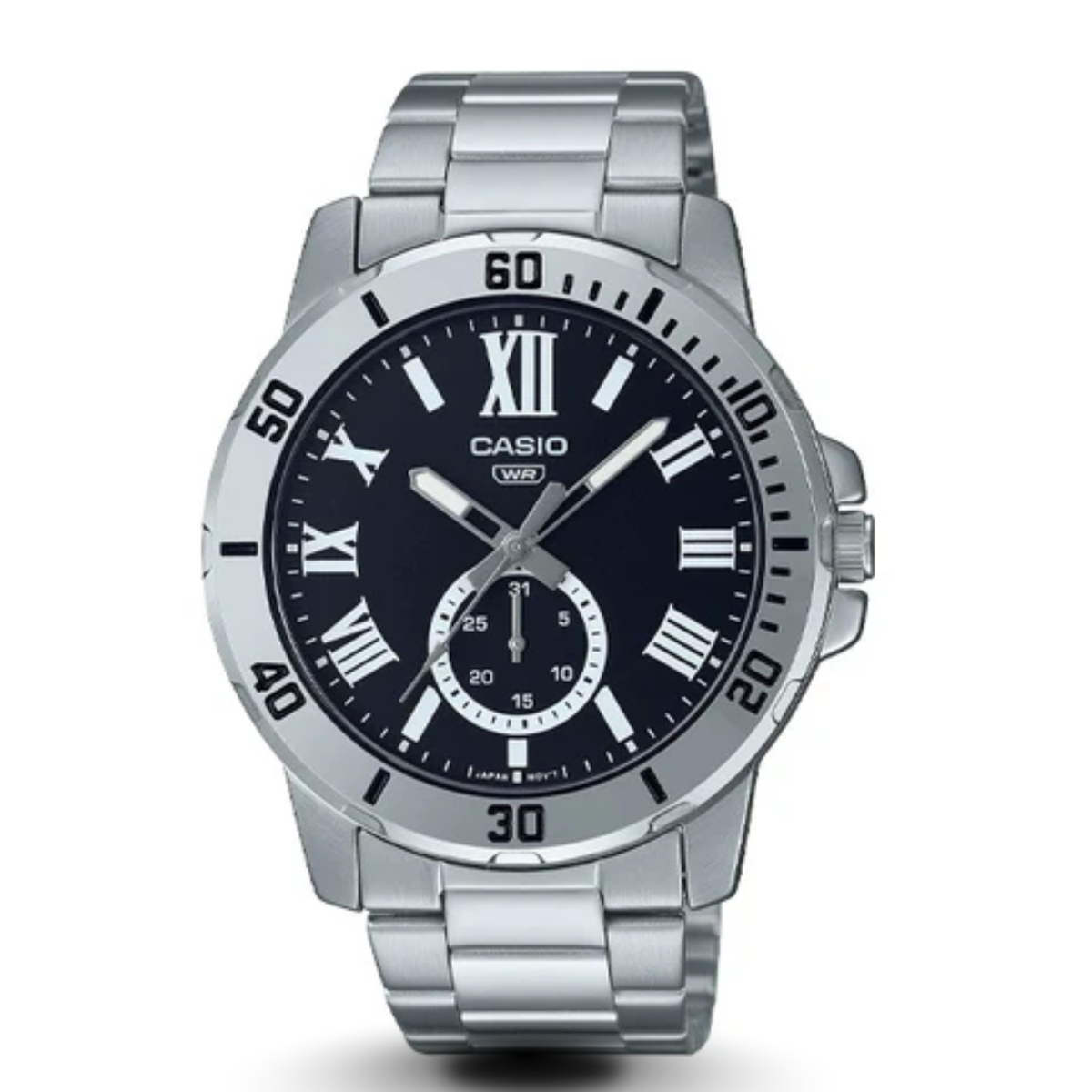 Casio MTP-VD200D-1BUDF Black Dial Stainless Steel Quartz Men's Watch