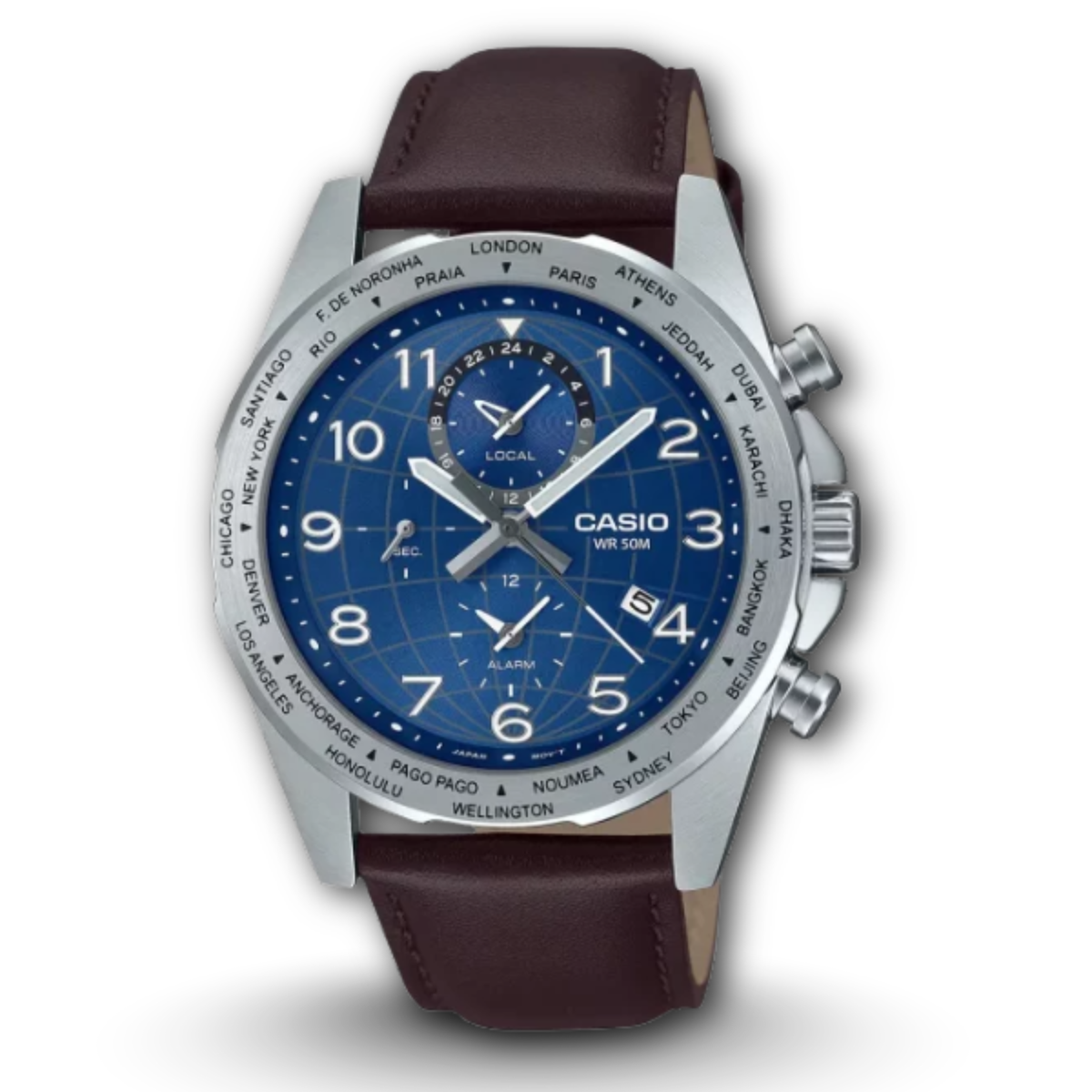 Casio MTP-W500L-2A Blue Dial Leather Band Men's Watch