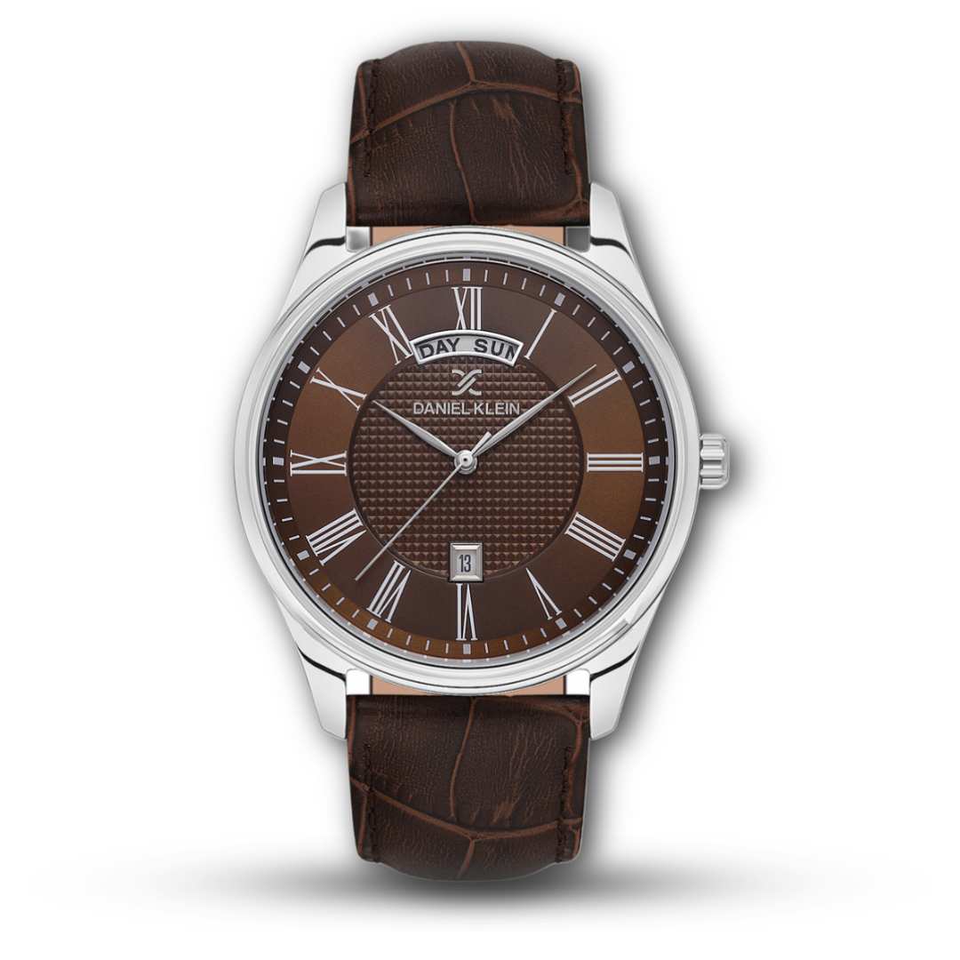 Daniel Klein DK.1.13738-4 – Brown Dial Day-Date Leather Strap Watch