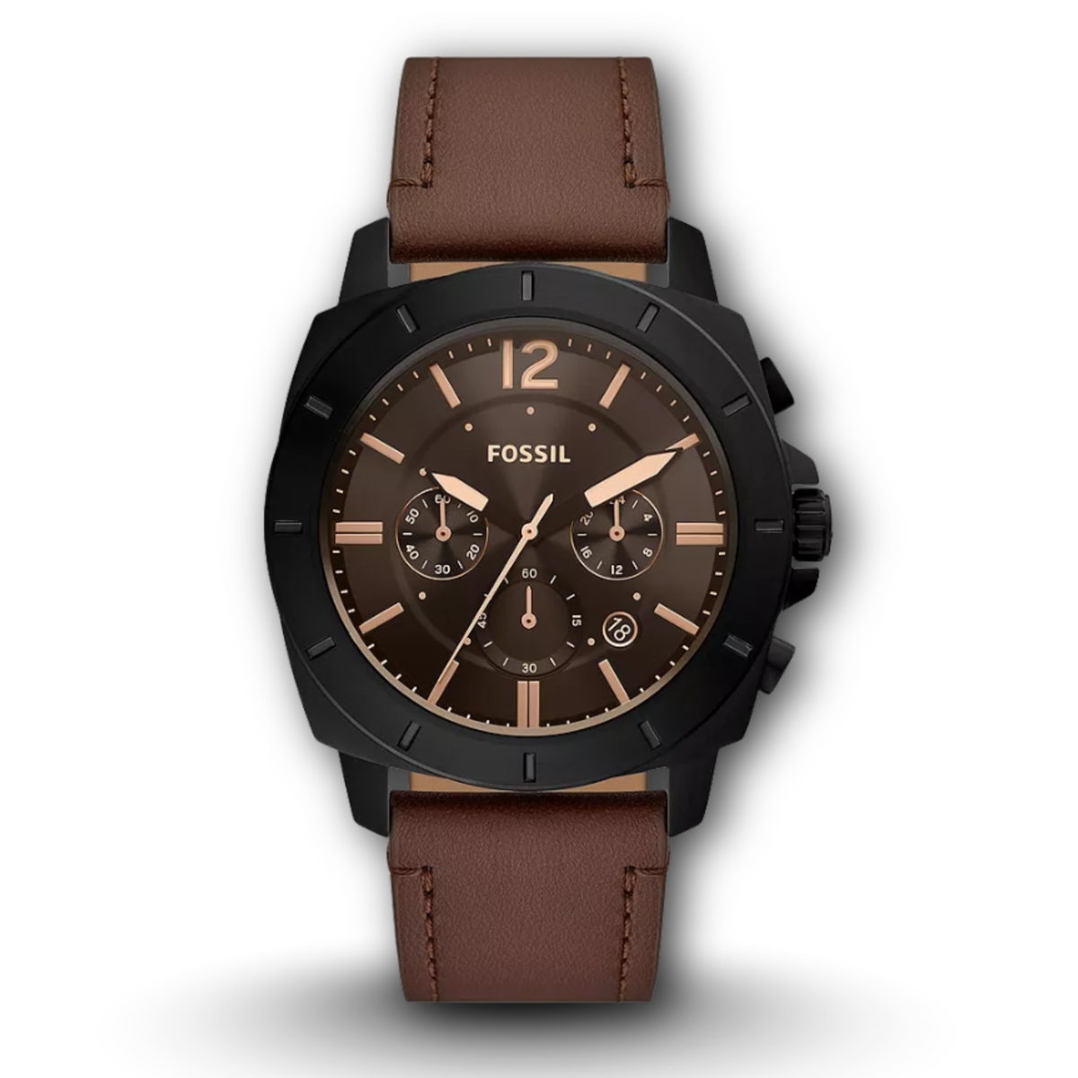 Fossil Privateer BQ2820 Brown Leather Strap Chronograph Men's Watch