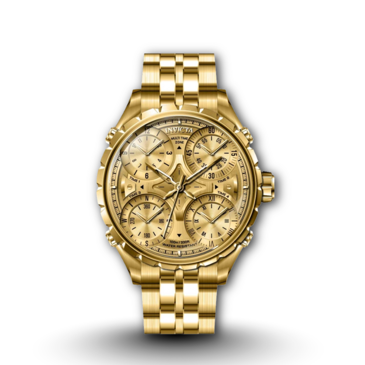 Invicta Aviator 39566 Full Gold Dual Time Zone Steel Men's Watch