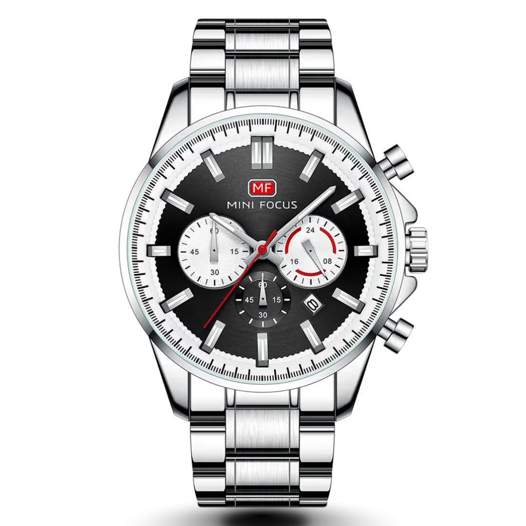 Mini Focus MF0469G Black Dial Silver Metal Band Men's Watch