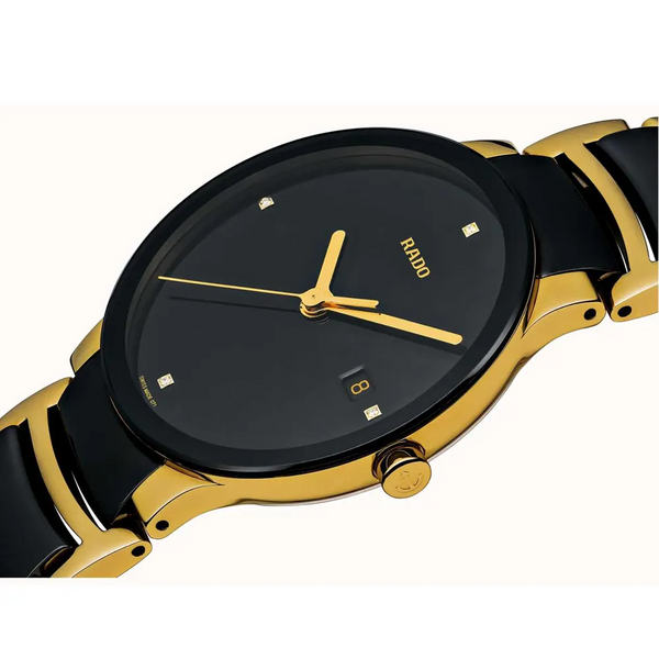 Rado R30929712 Centrix Black Gold Two-Tone Metal Band  Men's Watch