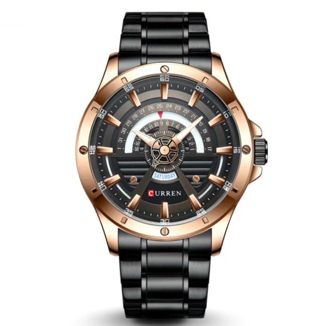 Curren 8381 Black Steel Chain Analog Dial Men’s Hand Watch
