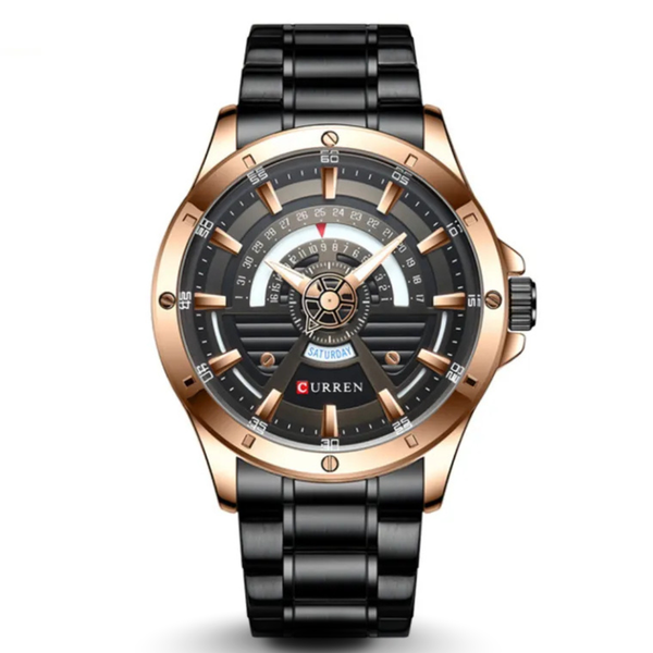 Curren 8381 Black Steel Chain Analog Dial Men’s Hand Watch