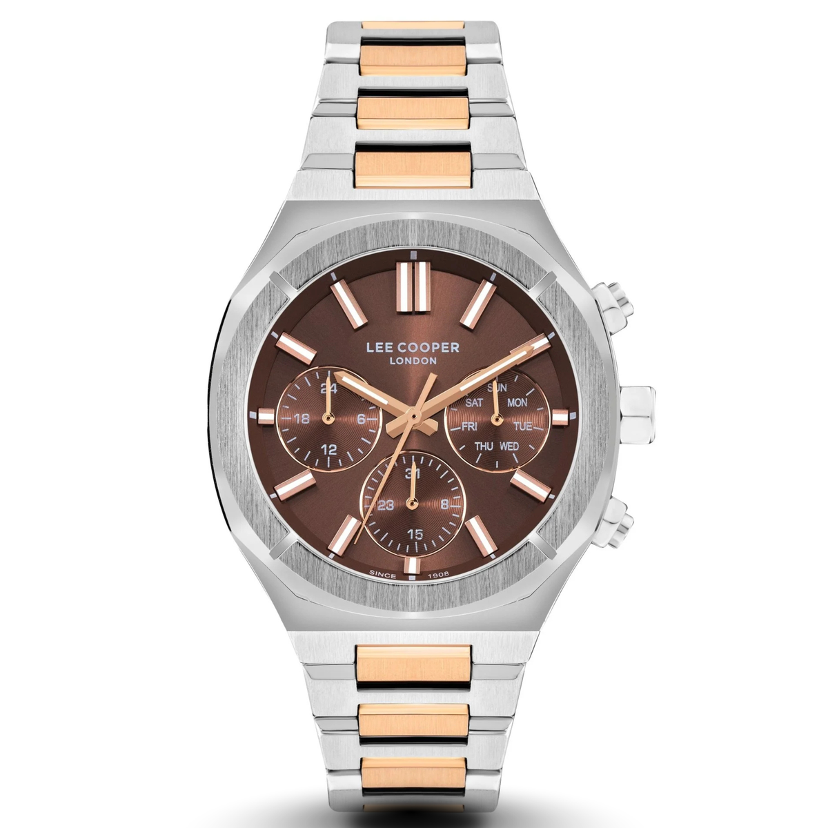 Lee Cooper LC07959.540 Quartz Men Super Metal Case Metal Band Brown Dail Watch
