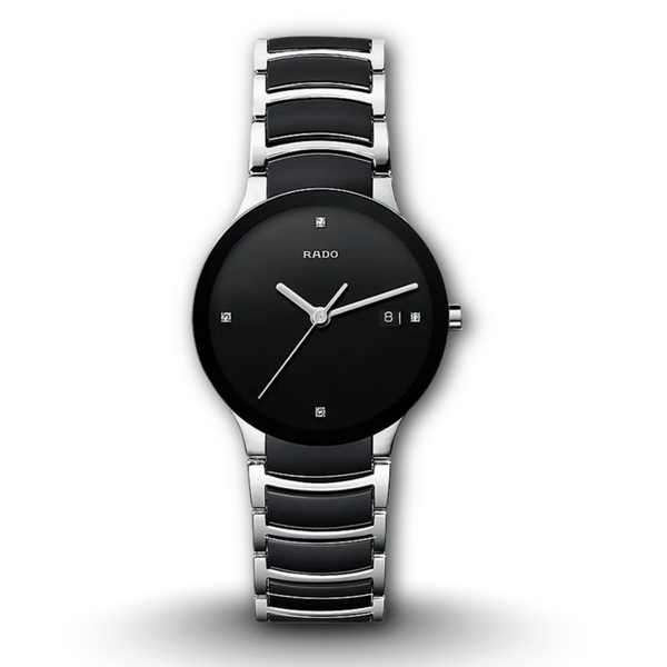 Rado Centrix R30934712 Black Dial Quartz Men's Watch front view
