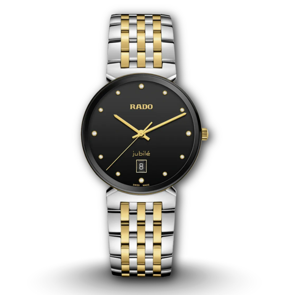 Rado Florence Classic R48912743 Black Dial Two-Tone Diamonds Men's Watch front view

