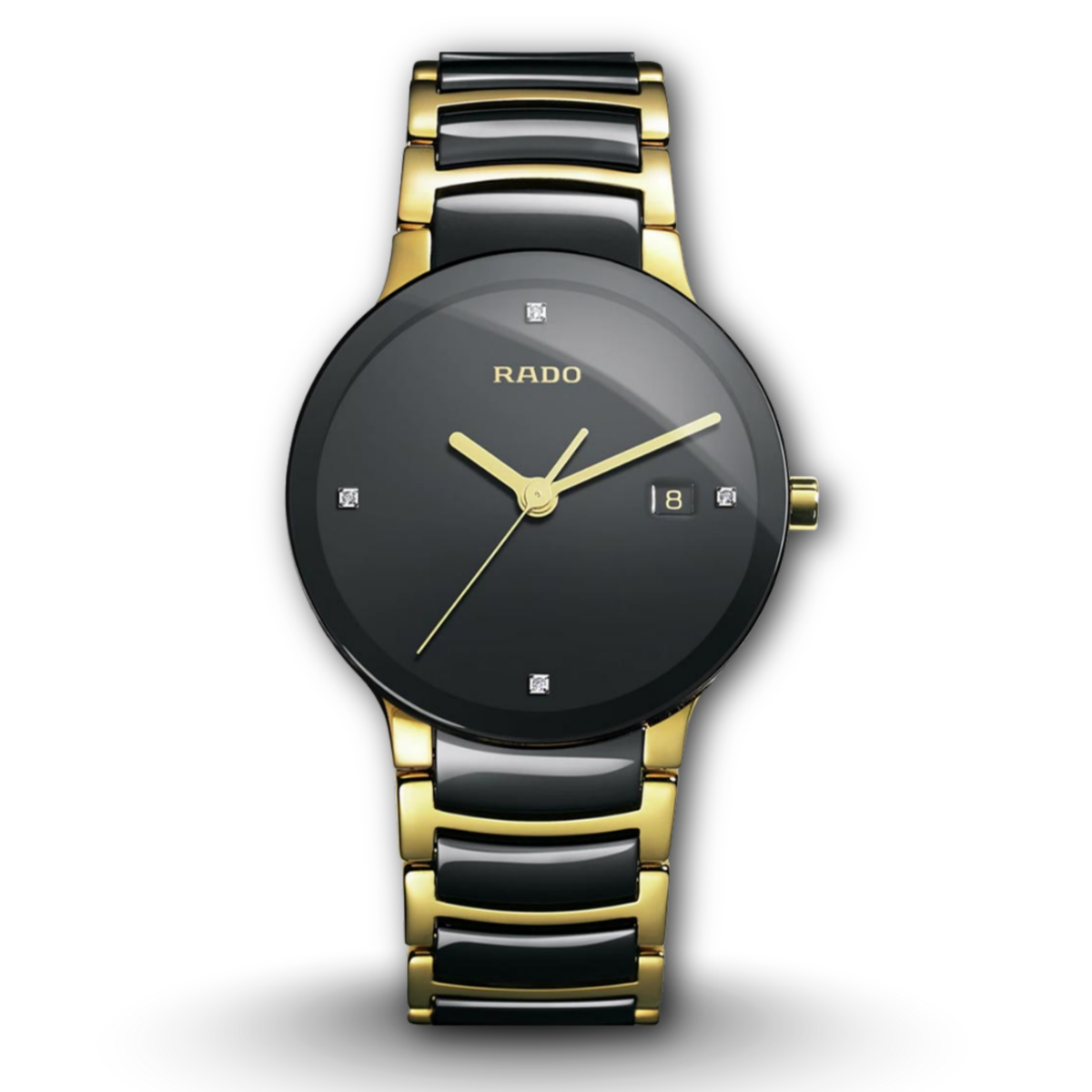 Rado R30929712 Centrix Black Gold Two-Tone Metal Band  Men's Watch