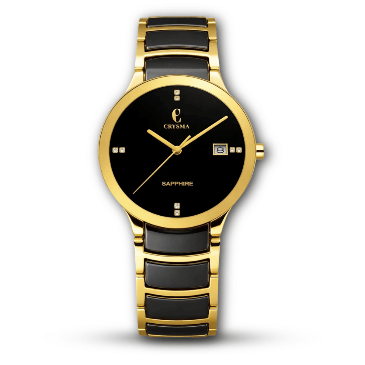 Crysma 0927 Sapphire Gold Black Ceramic-Link Men's Watch