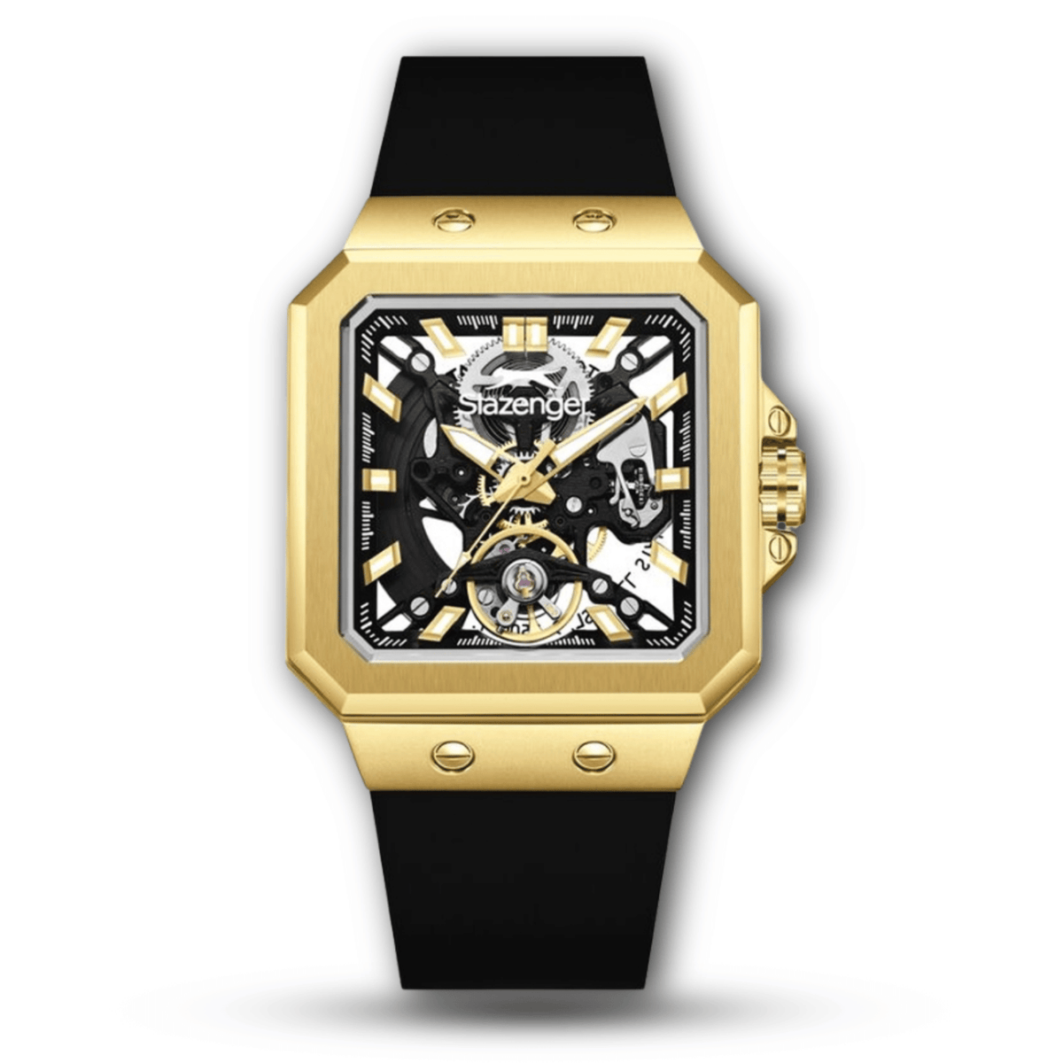 Slazenger SLZ SL.09.2500.1.05 Men's Automatic Golden Dial Watch Black Rubber Strap